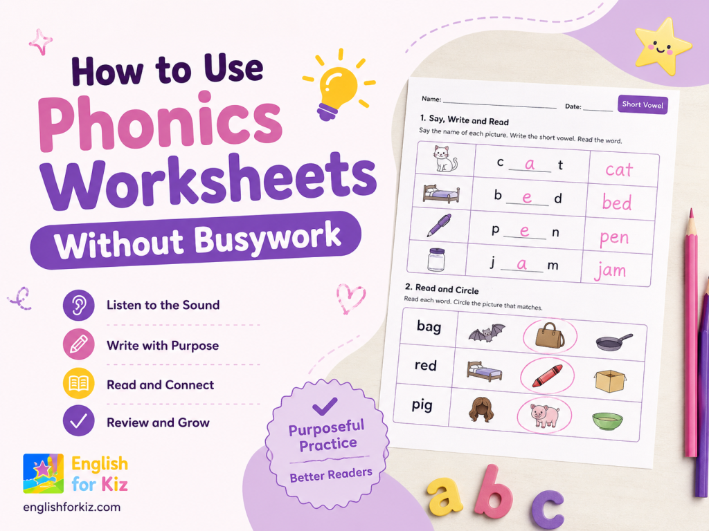 How to use phonics worksheets without busywork for purposeful early reading practice