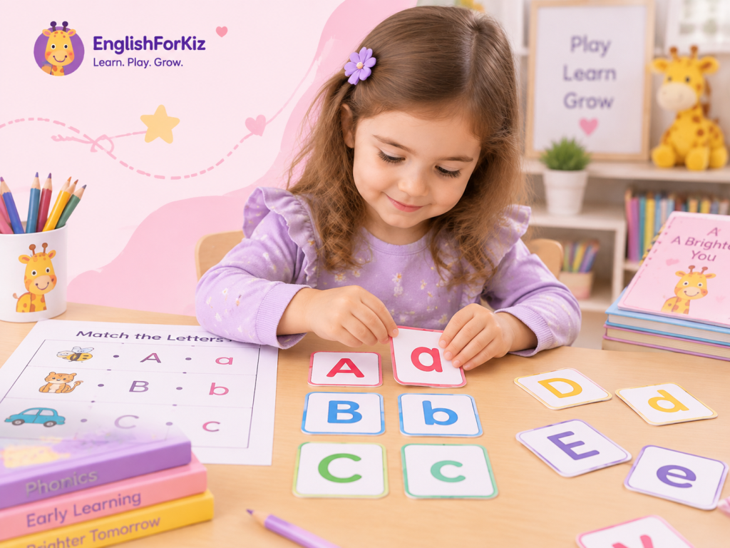 Uppercase and lowercase letter matching activity for preschool children